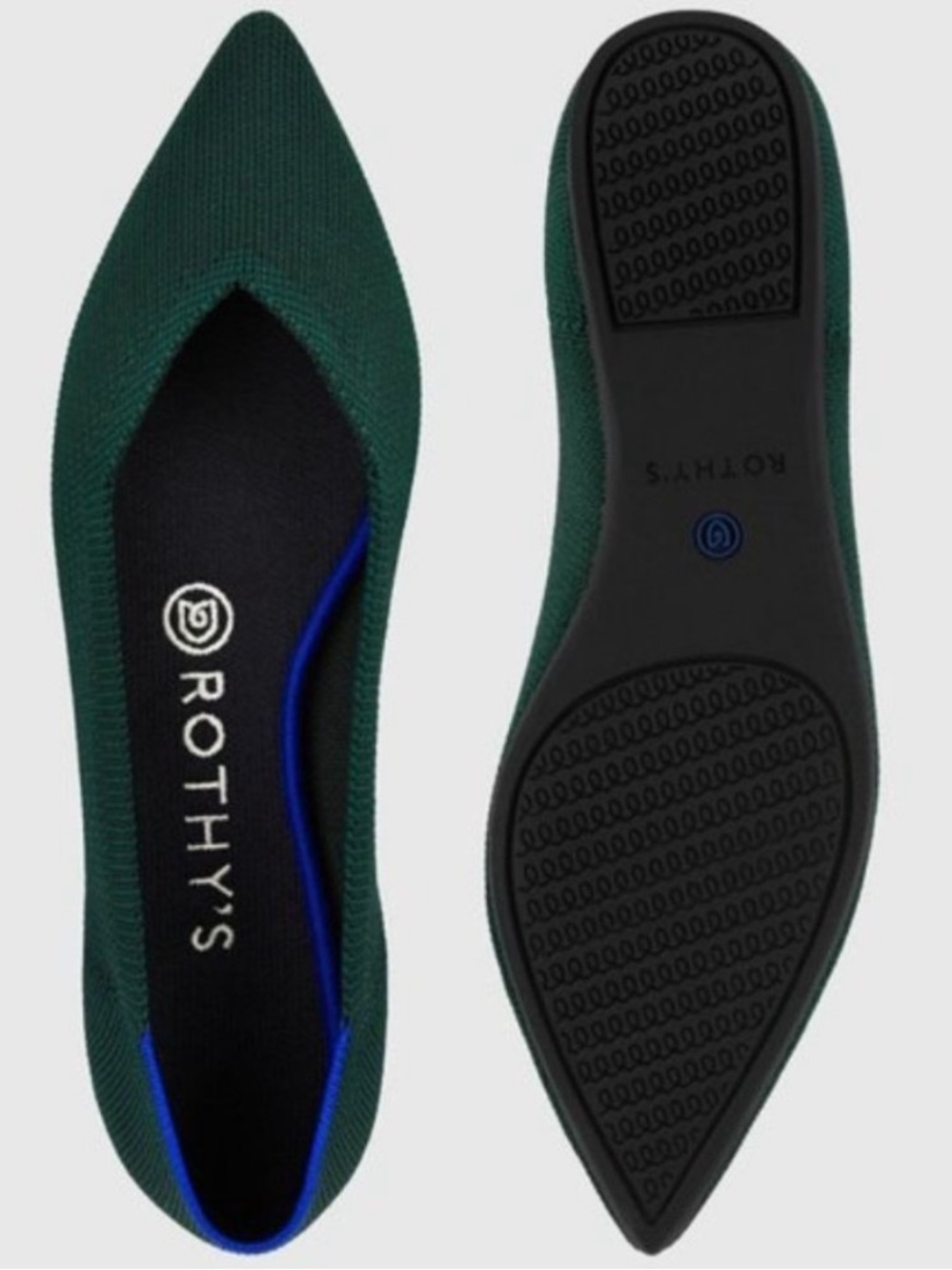 Rothy’s The Point Retired Emerald Green Womens Pointed Ballet Flats 7